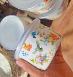 ست ۵ تکه درب‌دار لعابی طرح گل و پرنده - تصویر 4